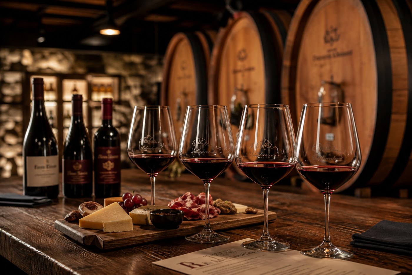 Wine tasting in barrel cellar