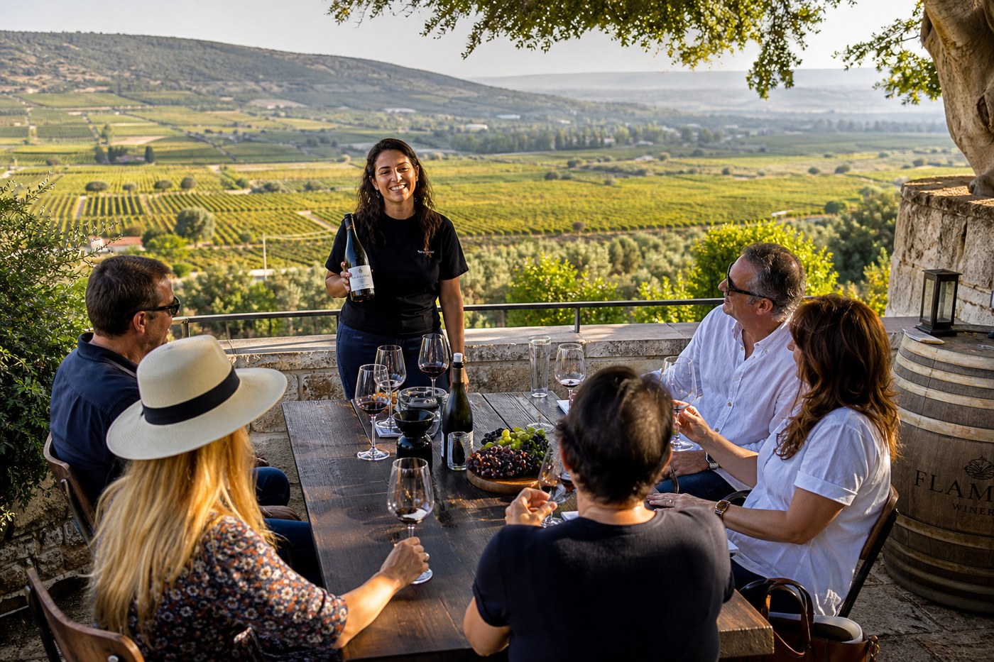 Terrace tasting overlooking vineyards